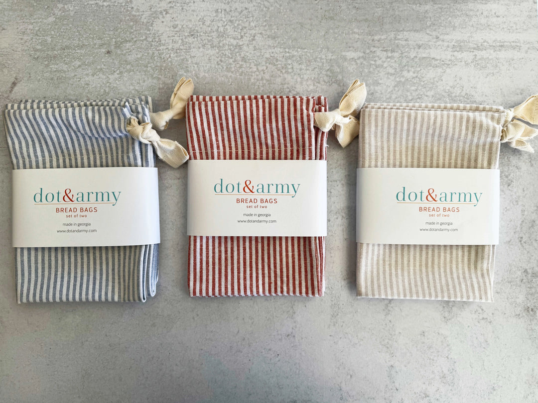 Americana Stripe Linen Bread Bags