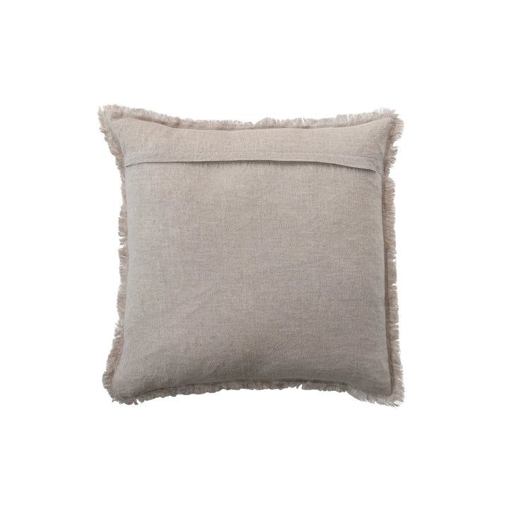 20" Square Stonewashed Linen Pillow w/ Fringe