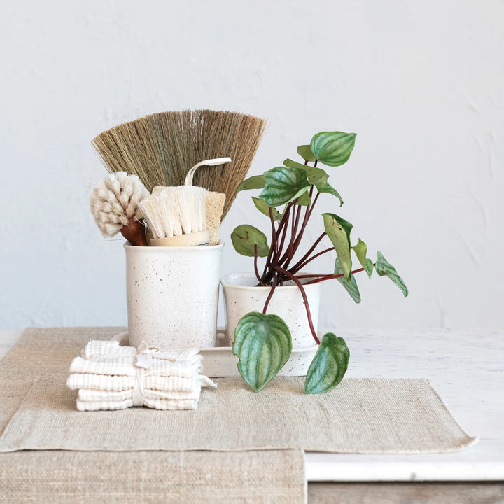 Stoneware Containers with Saucer
