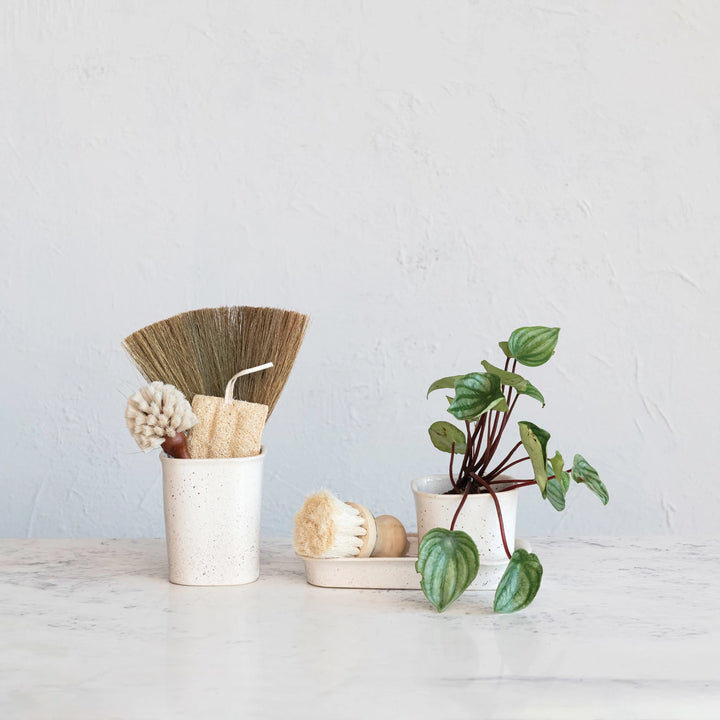 Stoneware Containers with Saucer