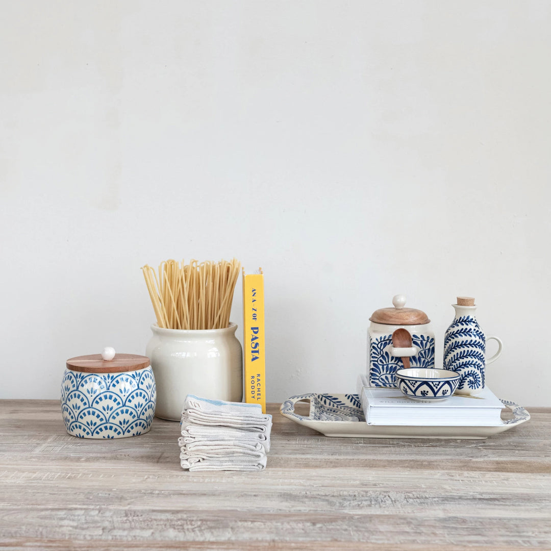 Stoneware Canister with Acacia Wood Lid