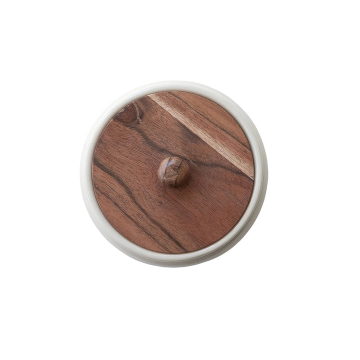 Stoneware Canister with Acacia Wood Lid