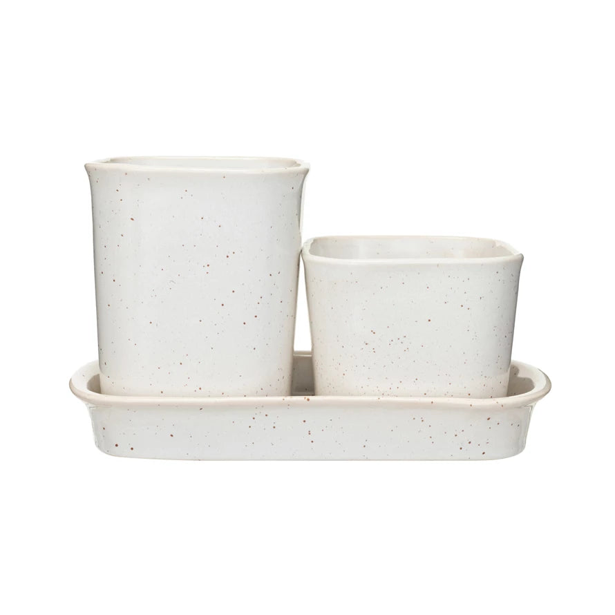 Stoneware Containers with Saucer