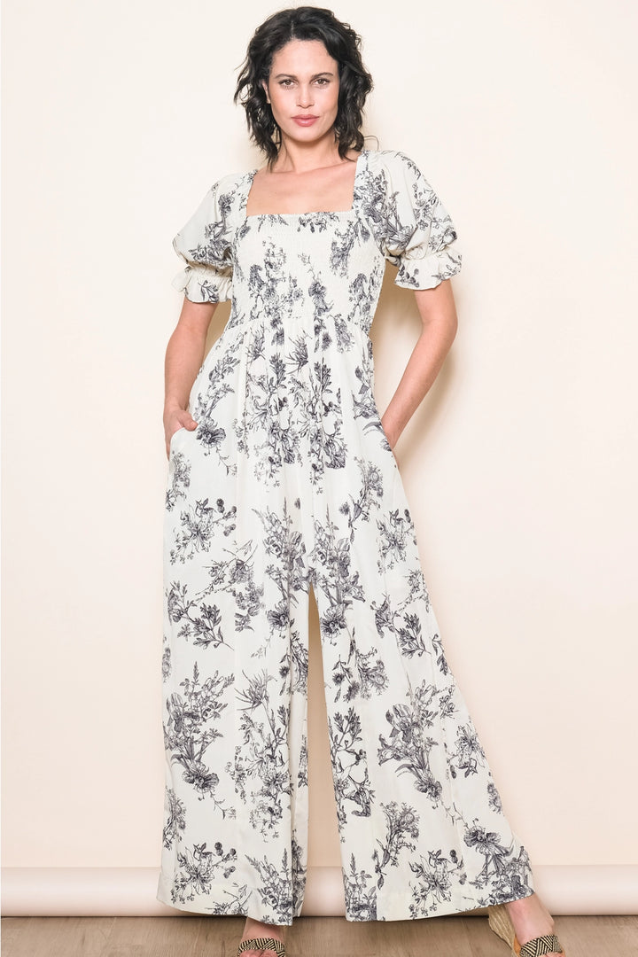 Solana Puff Sleeve Wide Leg Floral Jumper