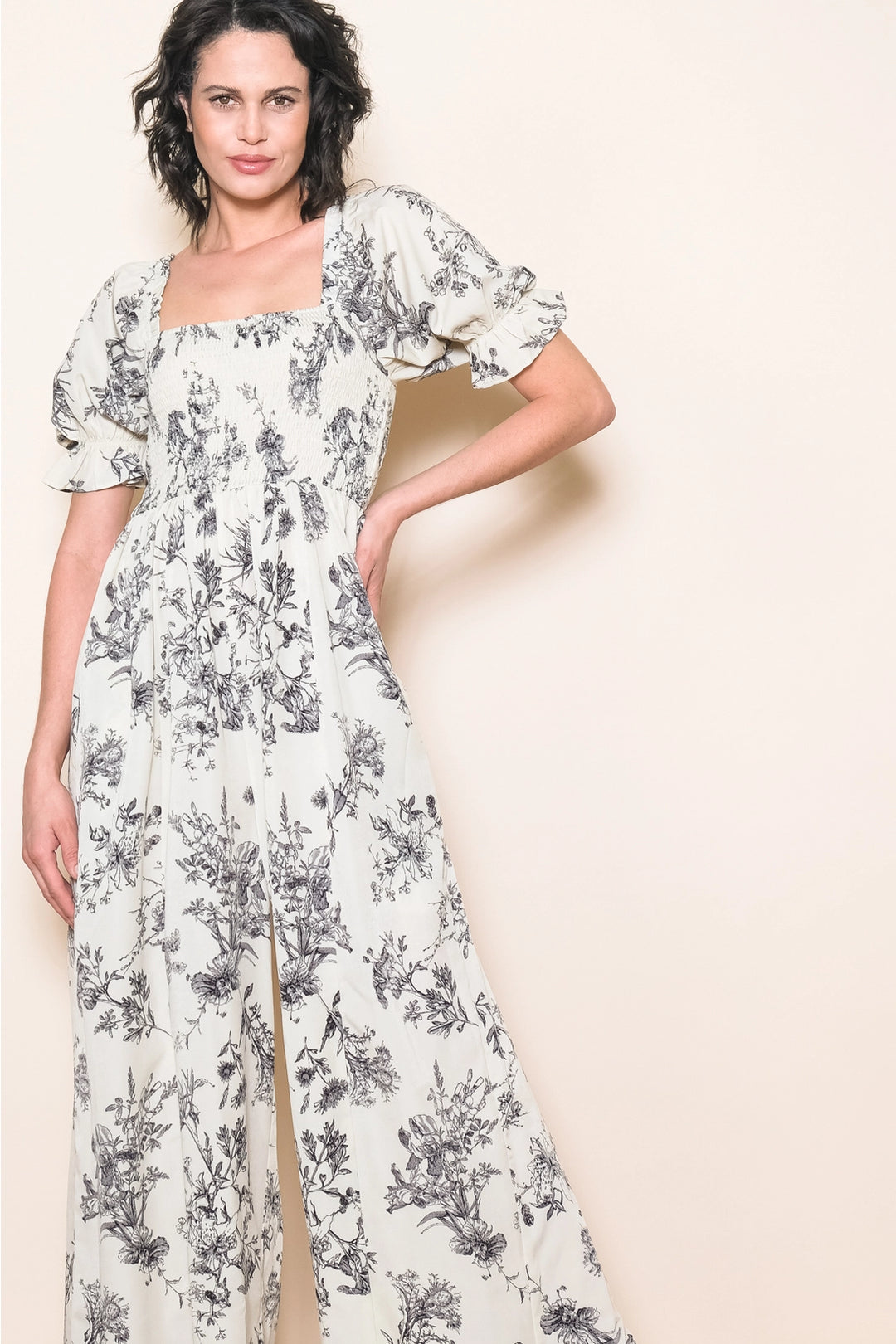 Solana Puff Sleeve Wide Leg Floral Jumper