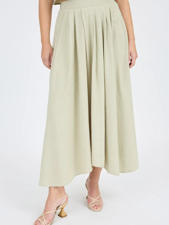 Gwyn Pleated Handkerchief Linen Maxi Skirt