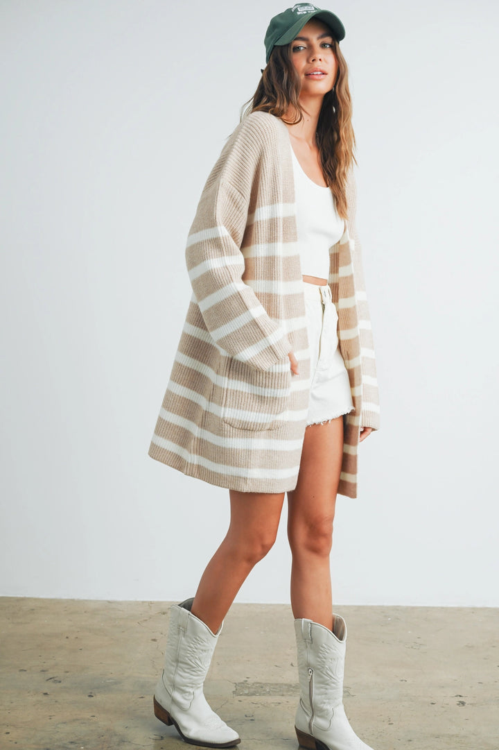 Kailey Knitted Stripe Maxi Cardigan