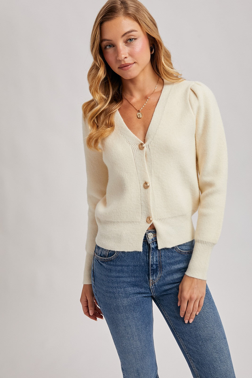 Maisie Button Down V- Neck Cardigan