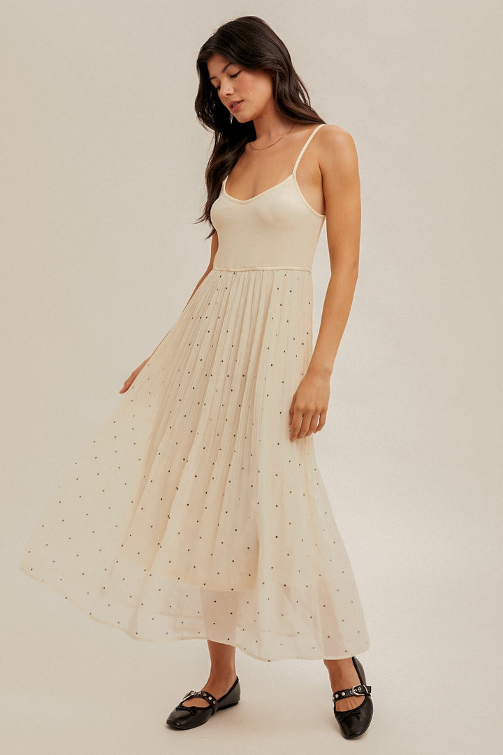 Ry Polka Dot Pleated Cami Dress