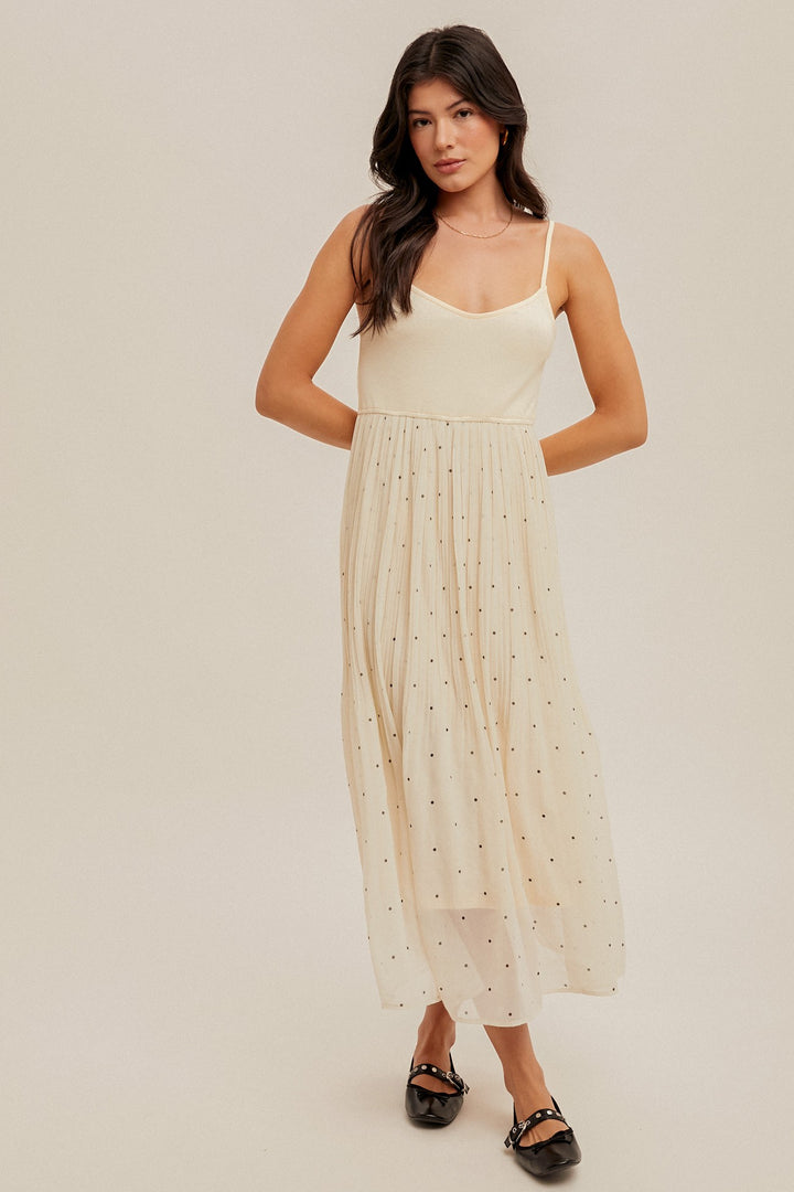 Ry Polka Dot Pleated Cami Dress