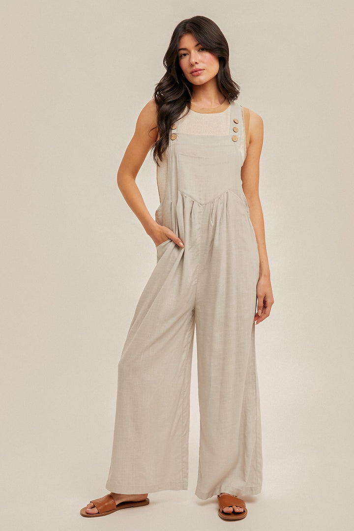Avianna Wide Leg Linen Overall