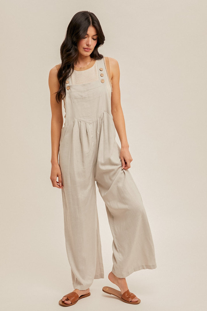 Avianna Wide Leg Linen Overall