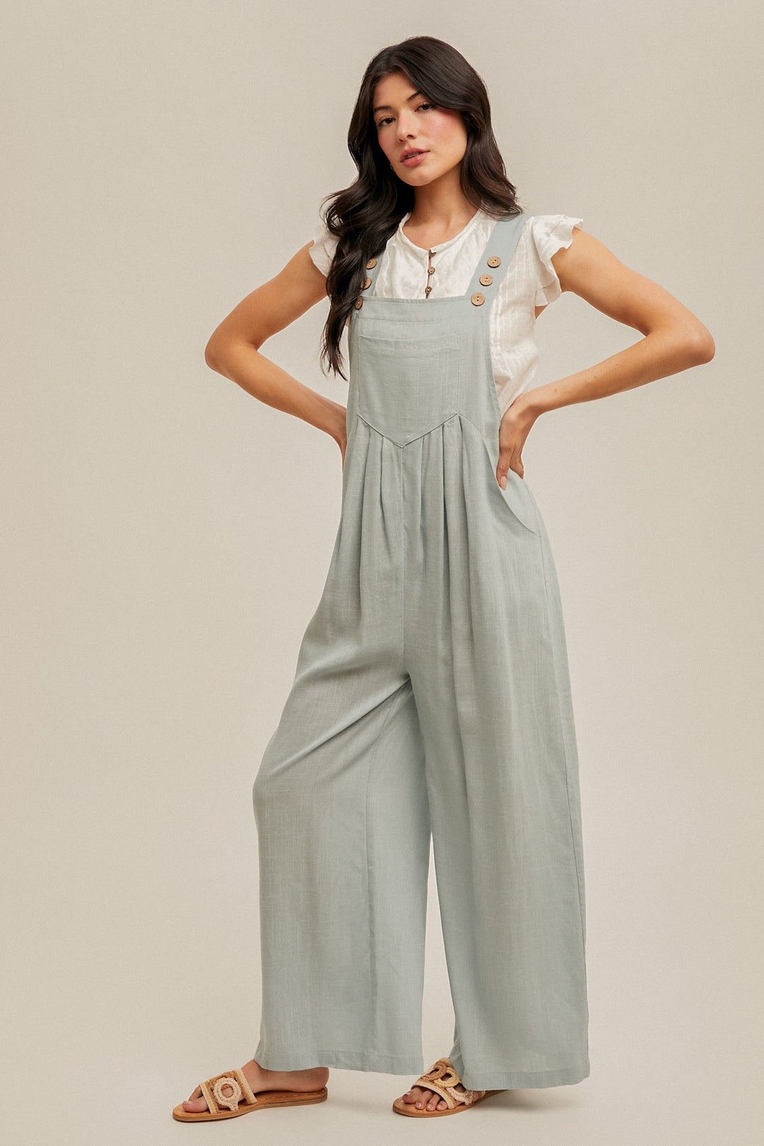 Avianna Wide Leg Linen Overall