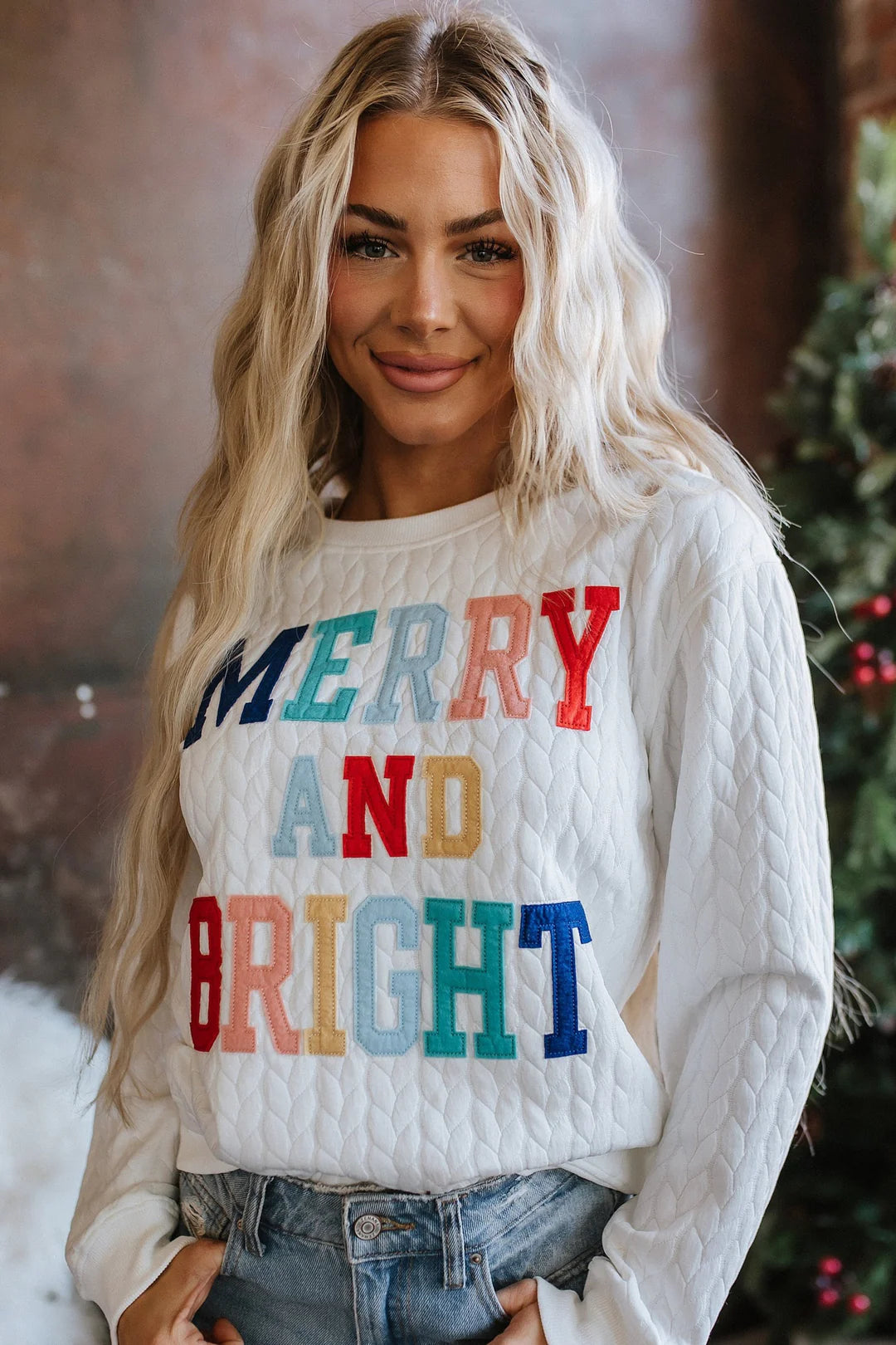 Merry & Bright Quilted Sweatshirt