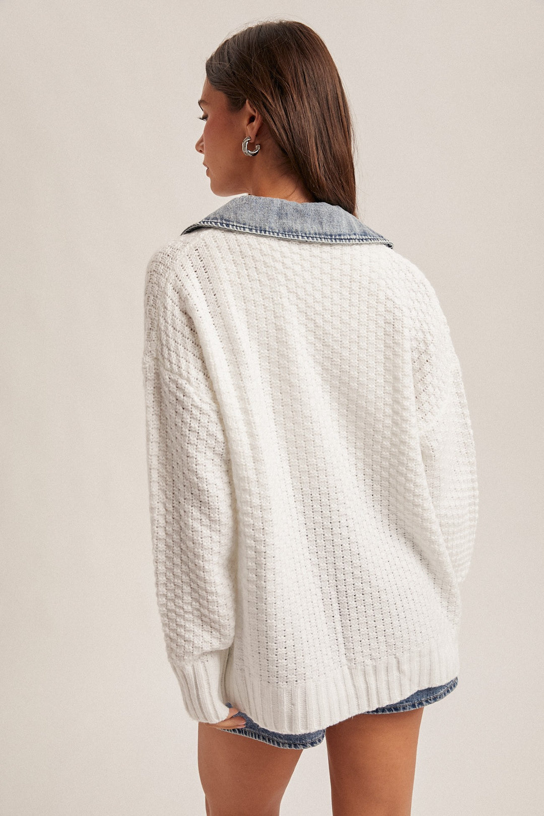 Dally Denim Contrast Sweater Cardigan
