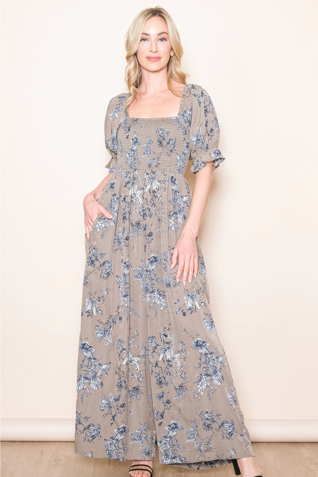 Solana Puff Sleeve Wide Leg Floral Jumper