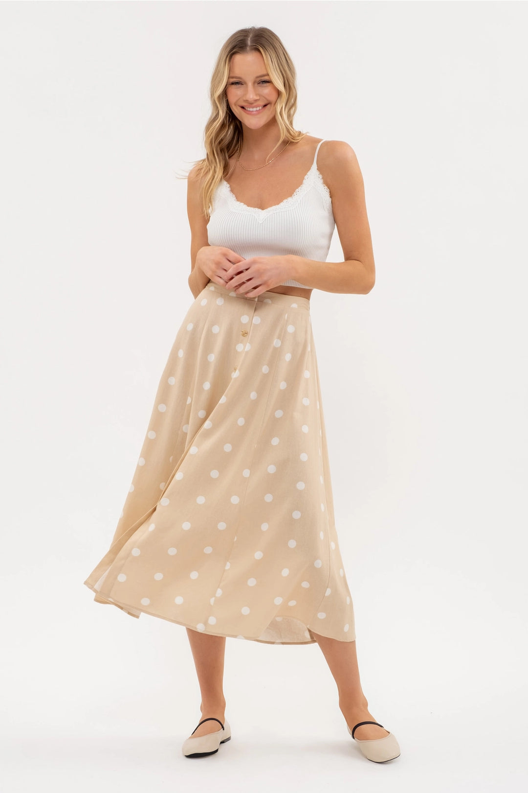 Vivian Polka Dot Midi Skirt