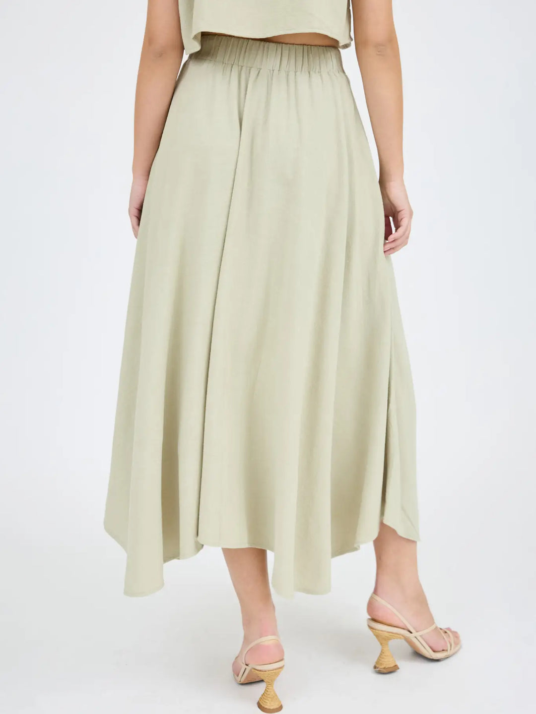 Gwyn Pleated Handkerchief Linen Maxi Skirt