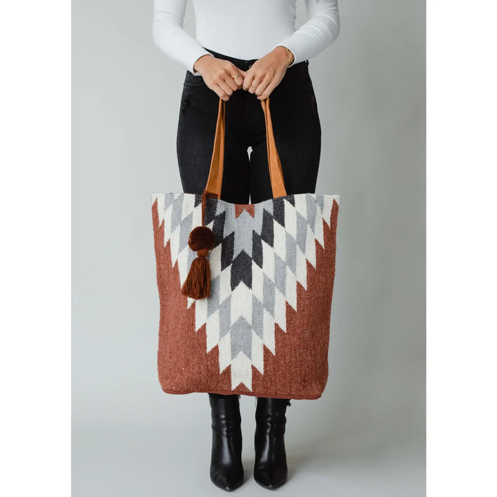 Rust, Cream, & Gray Aztec Tote