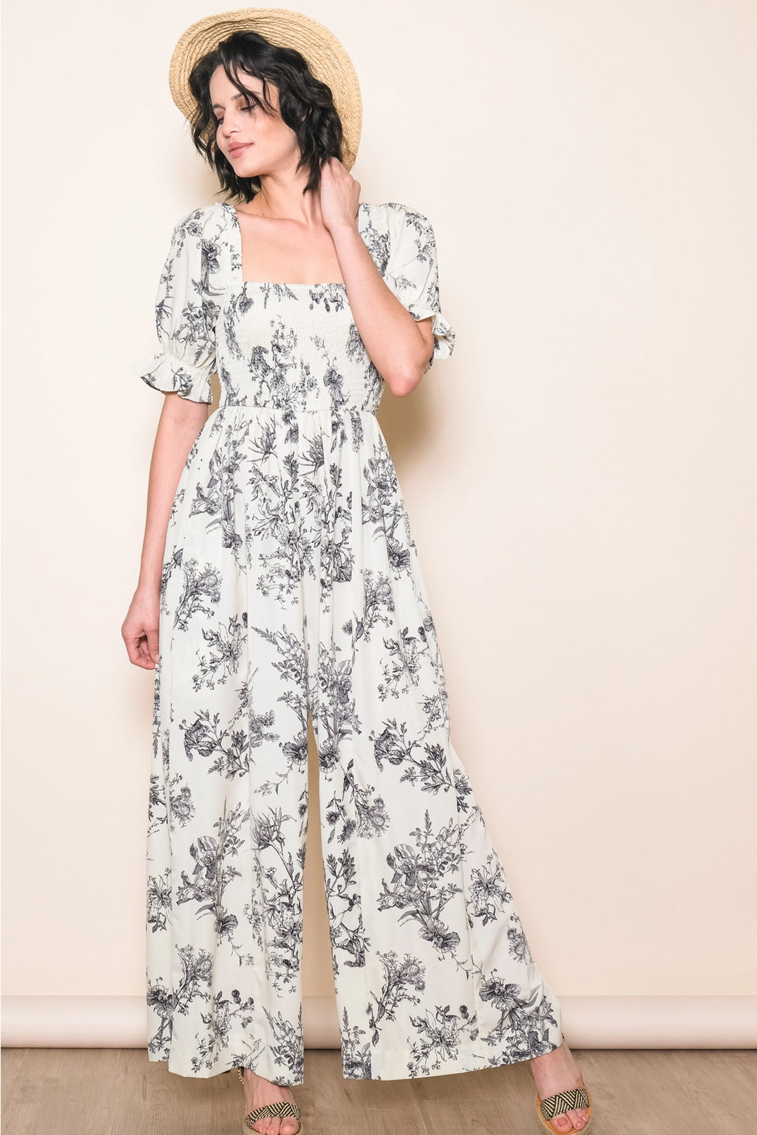 Solana Puff Sleeve Wide Leg Floral Jumper