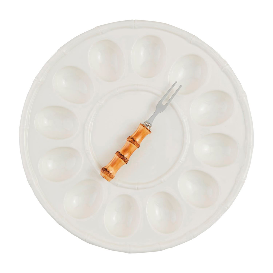 White Bamboo Deviled Egg Tray Set