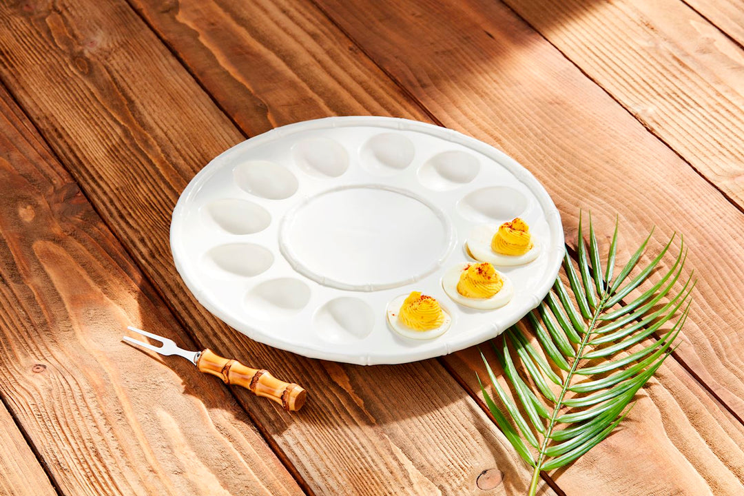 White Bamboo Deviled Egg Tray Set