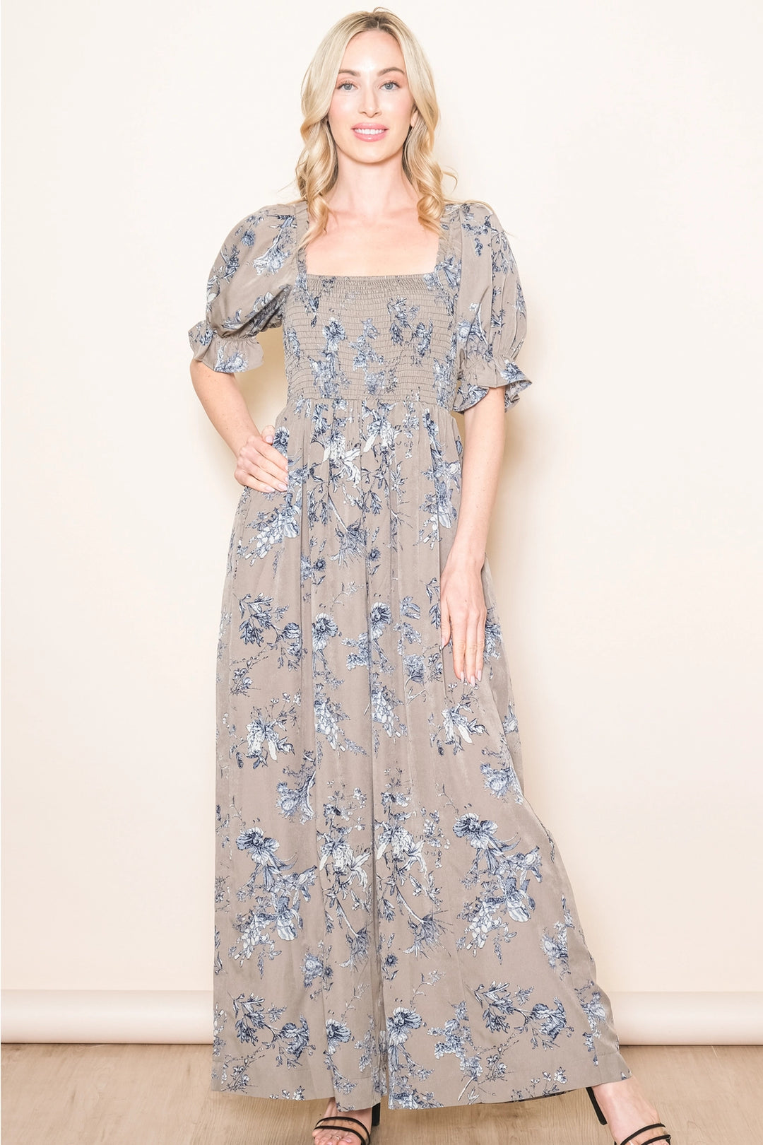 Solana Puff Sleeve Wide Leg Floral Jumper