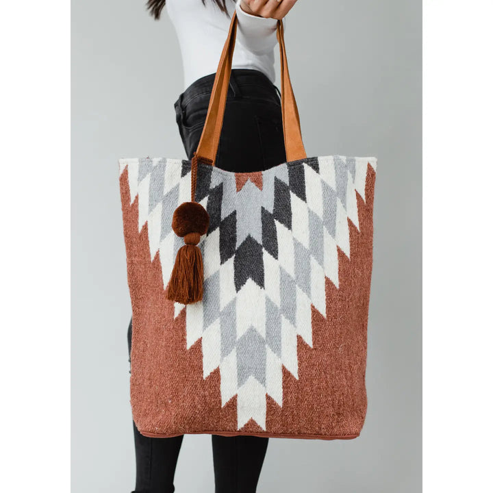 Rust, Cream, & Gray Aztec Tote