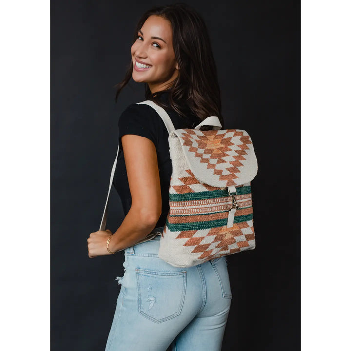 Rust & Green Aztec Backpack