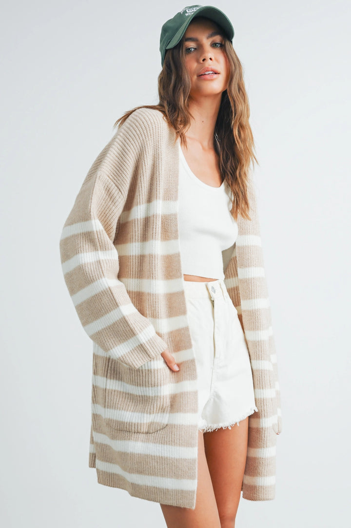 Kailey Knitted Stripe Maxi Cardigan