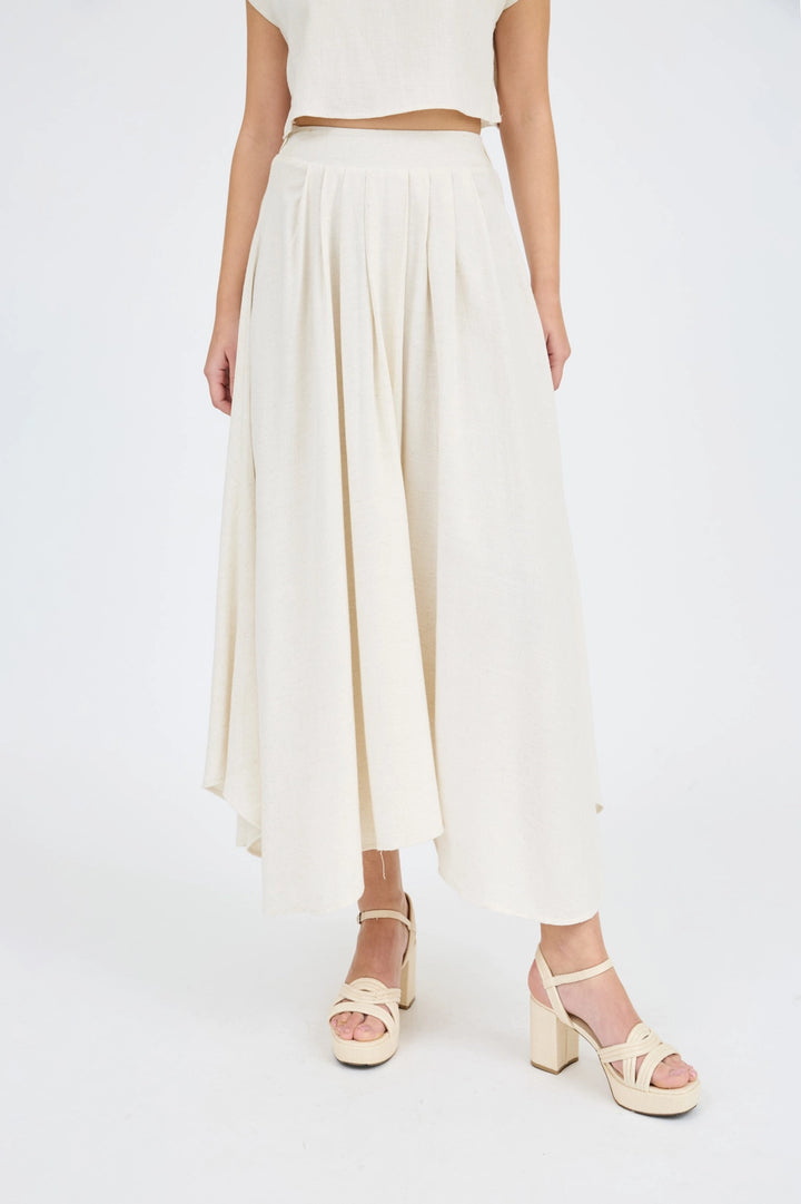 Gwyn Pleated Handkerchief Linen Maxi Skirt
