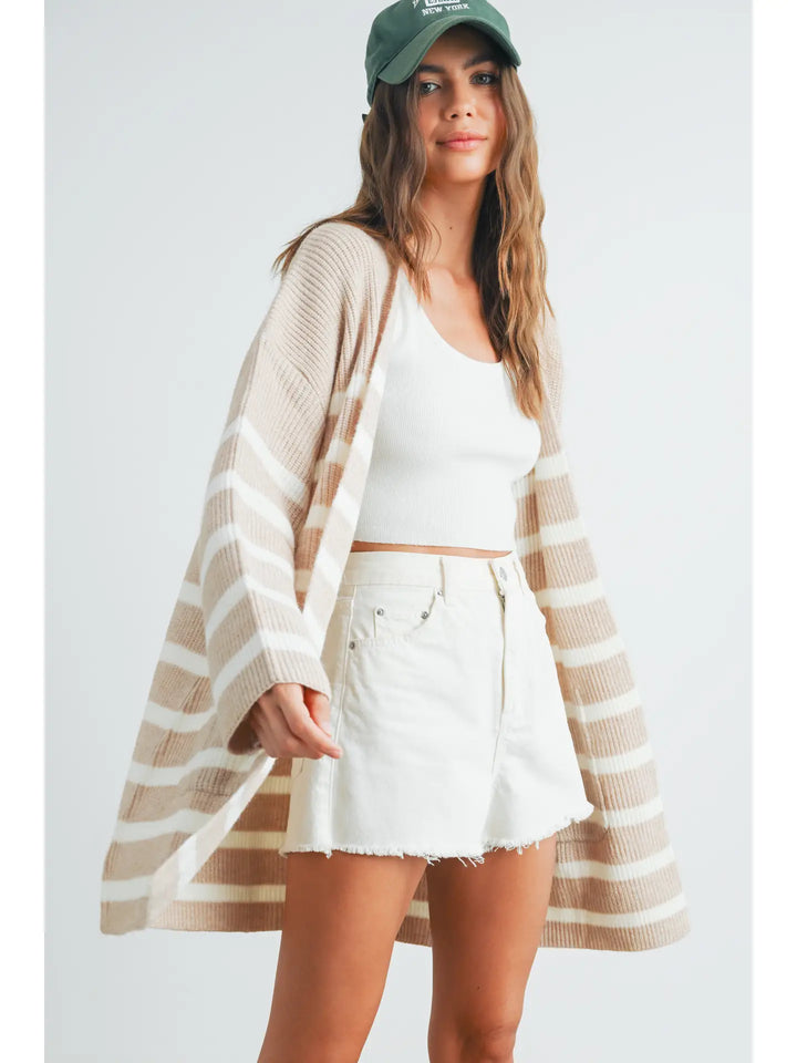 Kailey Knitted Stripe Maxi Cardigan