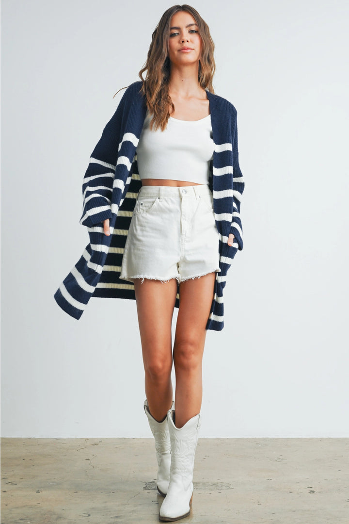 Kailey Knitted Stripe Maxi Cardigan