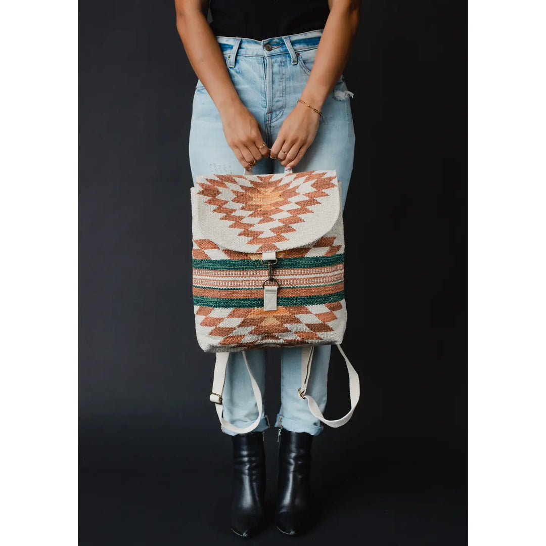 Rust & Green Aztec Backpack