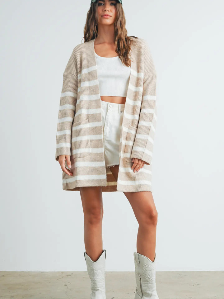 Kailey Knitted Stripe Maxi Cardigan