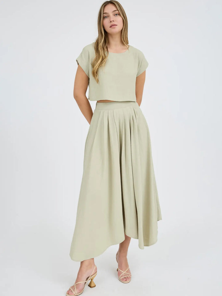 Gwyn Short Sleeve Cropped Boxy Linen Blouse