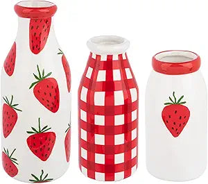 Strawberry Milk Bottle Vases