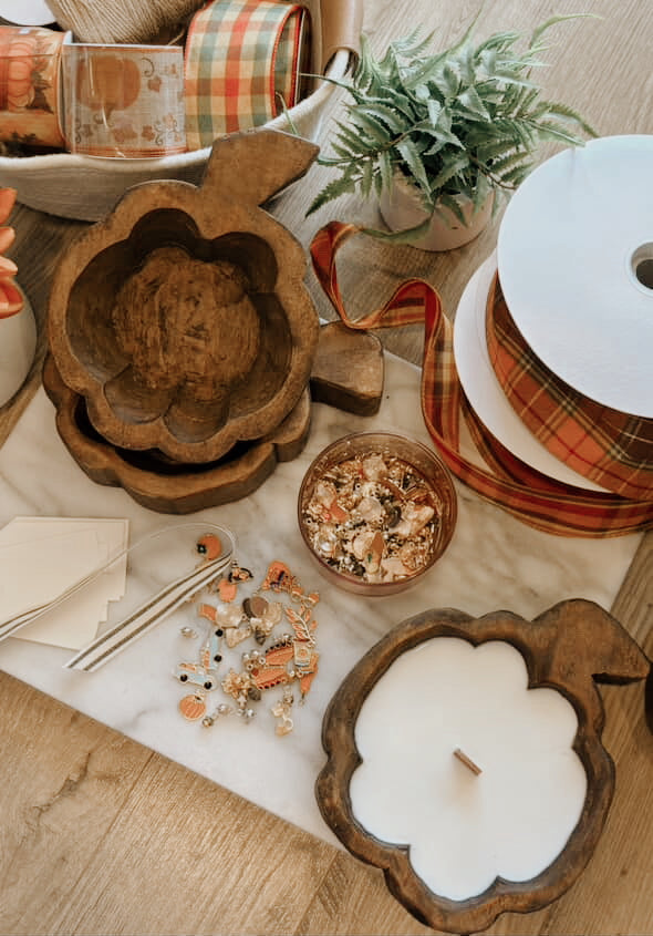 Fall Pumpkin Dough Bowl Candle Pouring Workshop