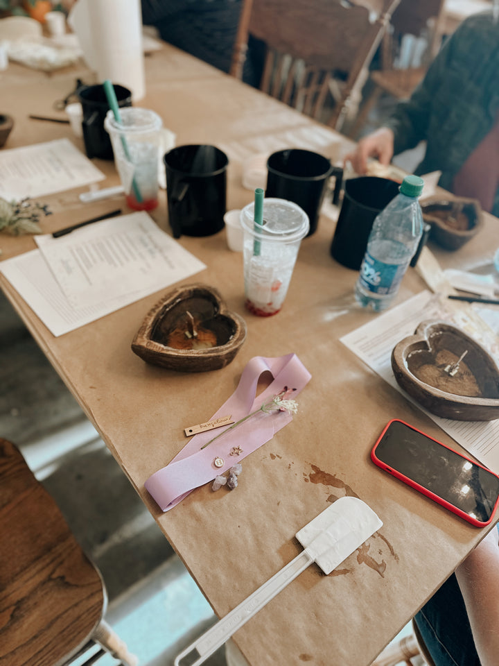 Valentine's Day Heart Dough Bowl Candle Pouring Workshop