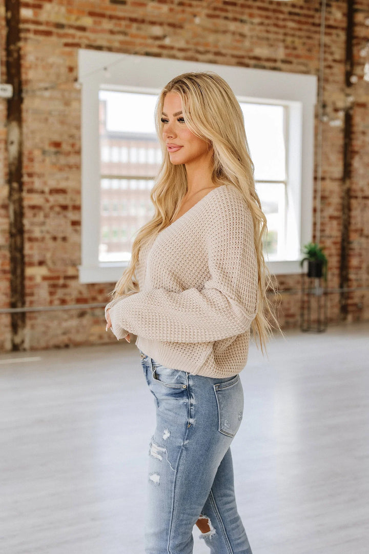 Giada Waffle Knit V-Neck Sweater