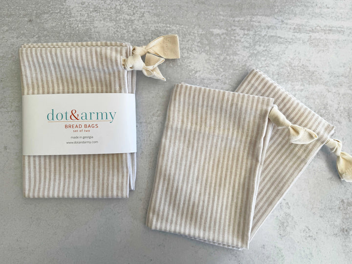 Americana Stripe Linen Bread Bags