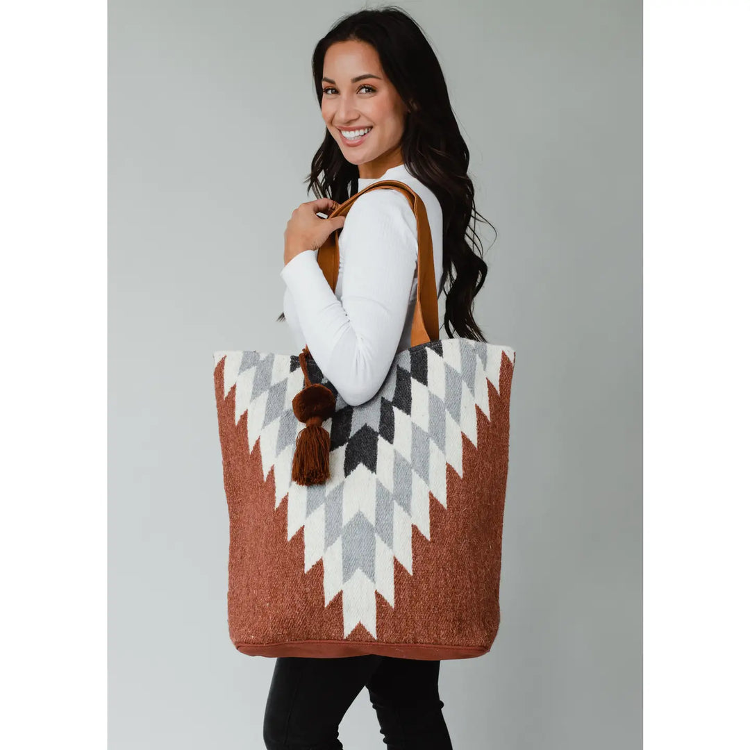 Rust, Cream, & Gray Aztec Tote