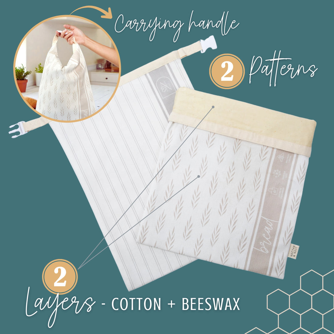 Reusable Beeswax Bread Bags - 2 Pack