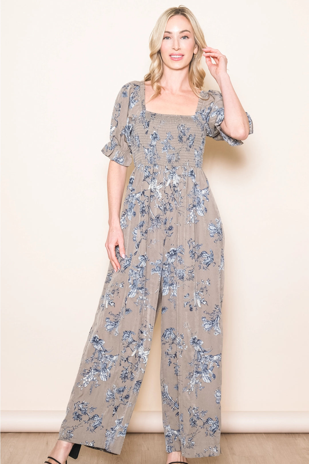 Solana Puff Sleeve Wide Leg Floral Jumper
