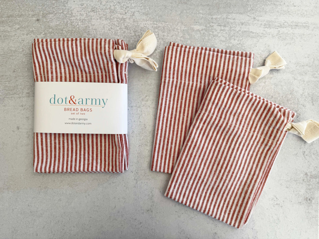 Americana Stripe Linen Bread Bags