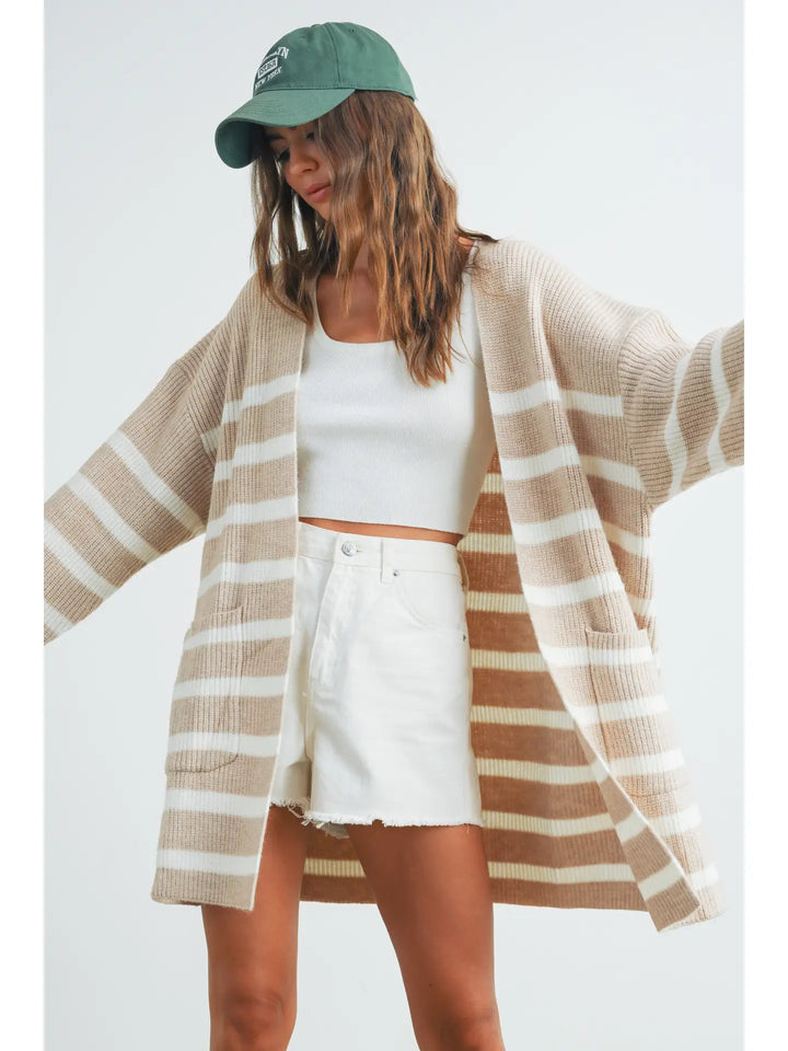Kailey Knitted Stripe Maxi Cardigan