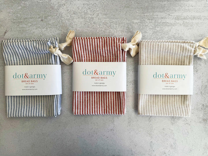 Americana Stripe Linen Bread Bags