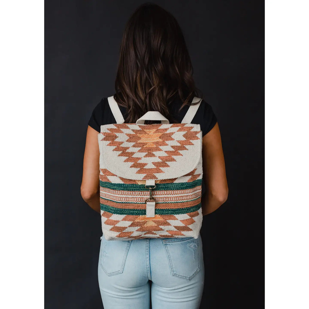 Rust & Green Aztec Backpack