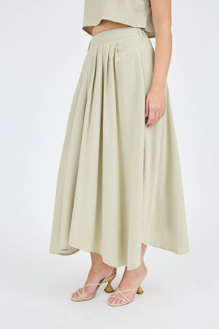 Gwyn Pleated Handkerchief Linen Maxi Skirt