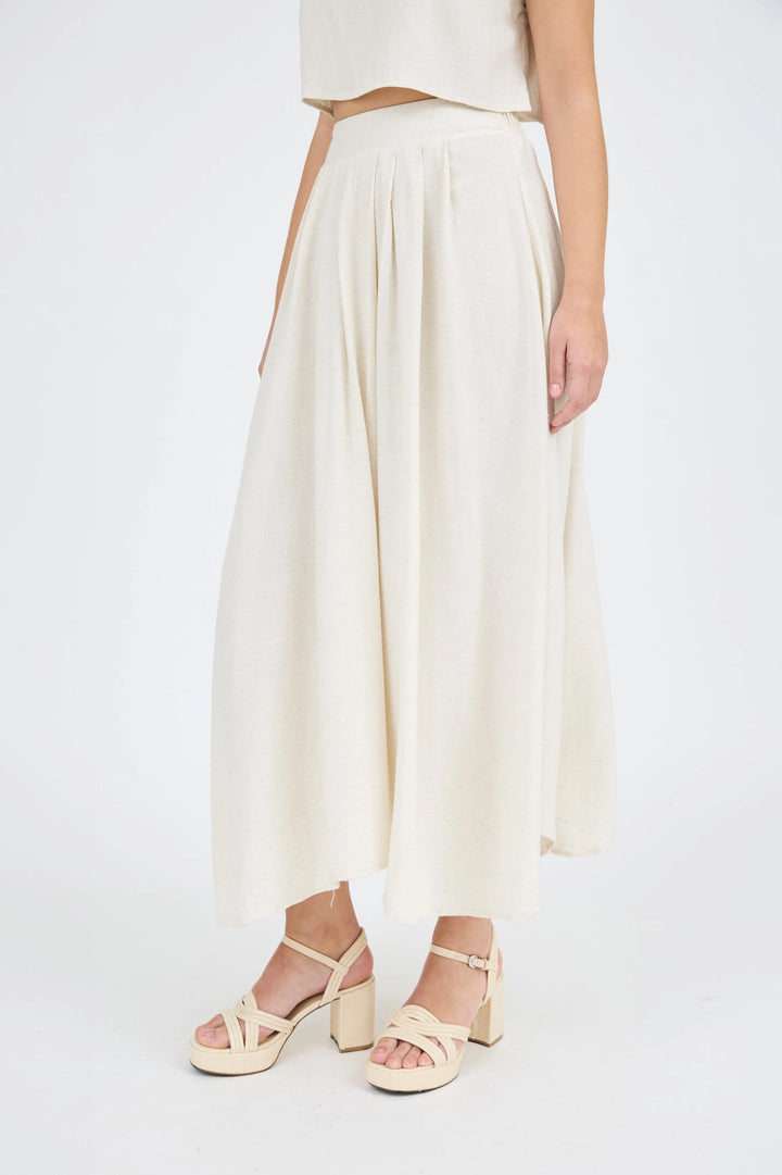 Gwyn Pleated Handkerchief Linen Maxi Skirt